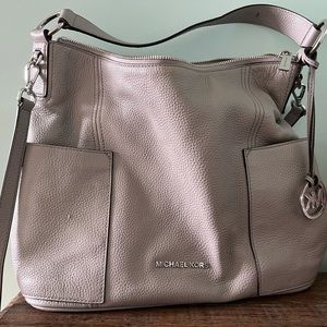 MK grey leather cross body